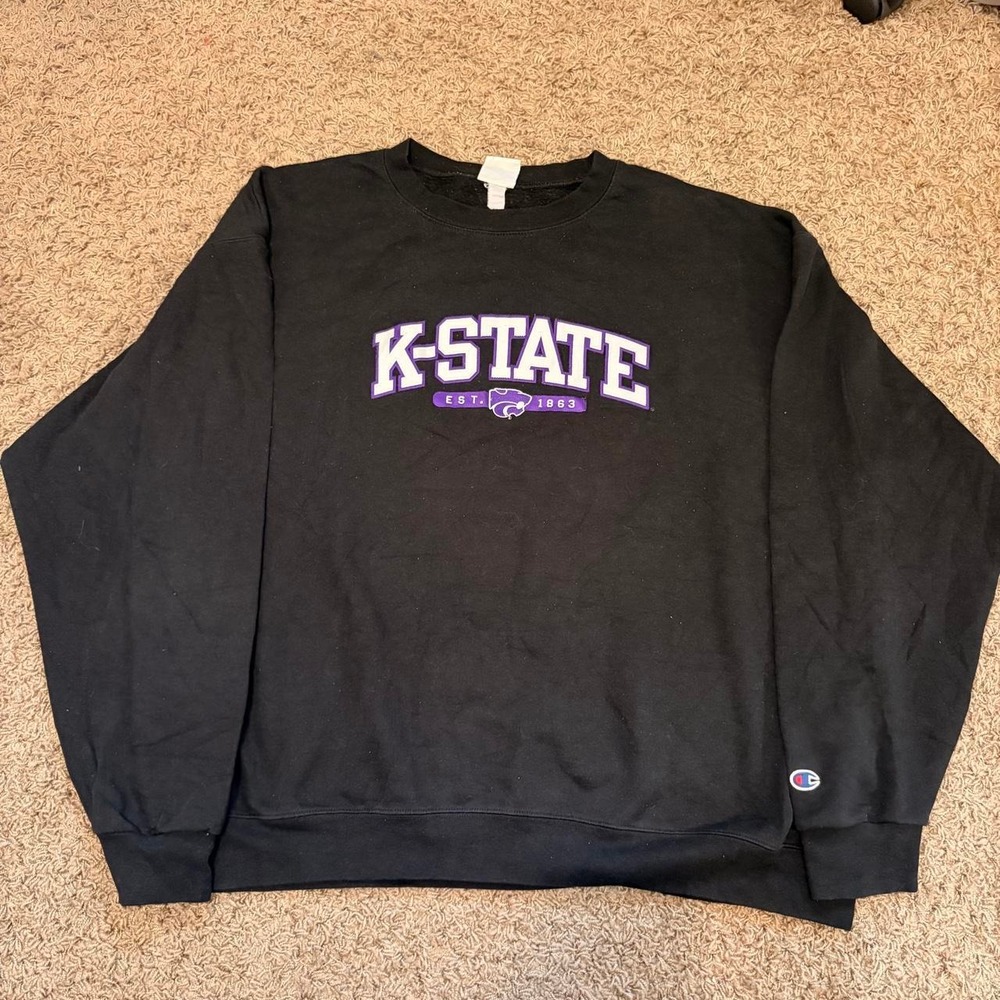 Champion Kansas State Wildcats Crewneck Sweatshirt Mens XXL Black Eco Fleece KSU